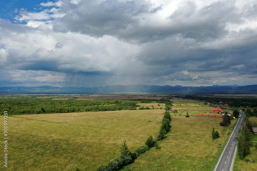 Aerial view of country landscape in the summer. Aerial view of country landscape in the summer.