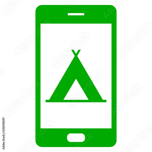 Zelt und Smartphone