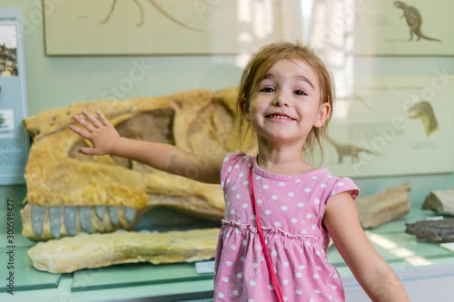 Cute girl in museum