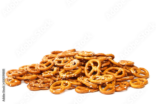 Crispy salty pretzel cookies isolated on a white background photo