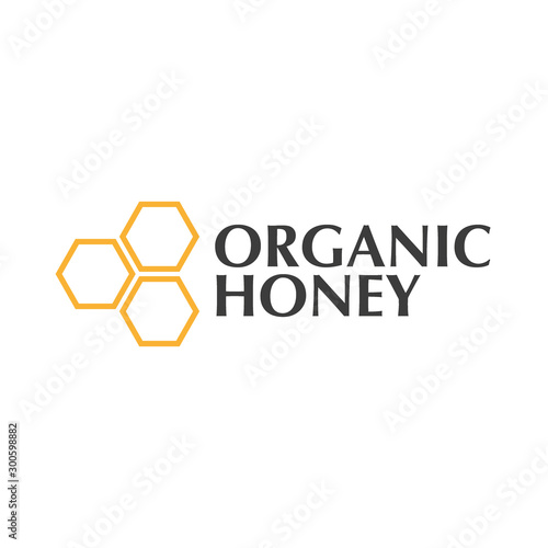 Fresh Organic Honey logo and icons with honeycombs.