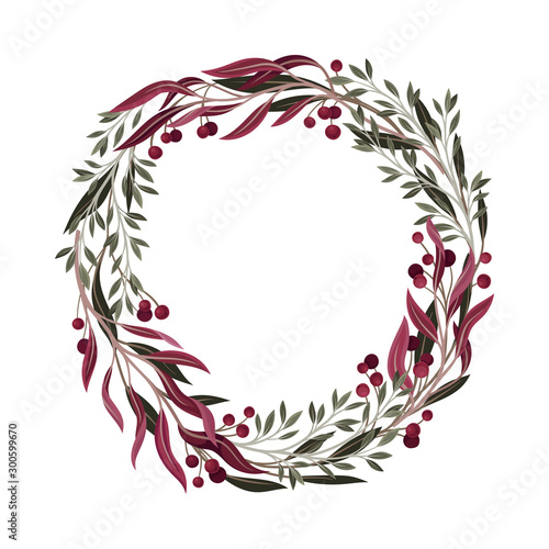Colorful Berry Ornamental Vector Border. Graphic Composition of Decorative Berries