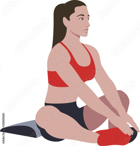 Woman training AB Mat sit up core crossfit workout with gym equipment. Healthy active lifestyle. Strong physical beautiful body. Strength training session