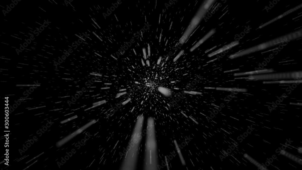 Star Field Wormhole Space Travel. Moving Fast Through Stars in Space.