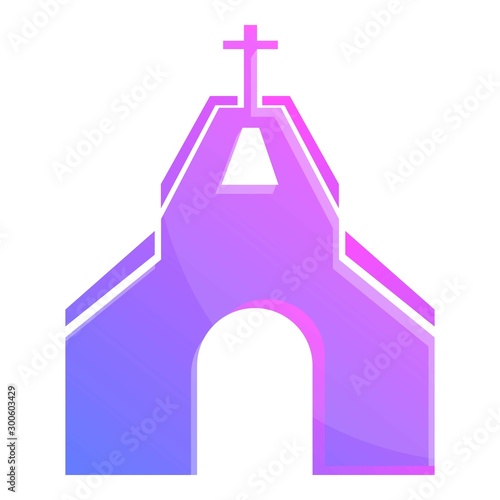 Purple church icon. Cartoon of purple church vector icon for web design isolated on white background