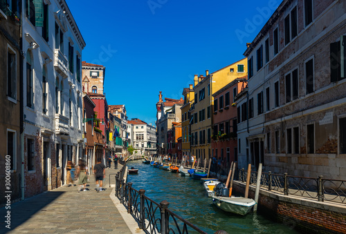 Venice  with colorful buildings and canals, popular destination of Italy © JackF