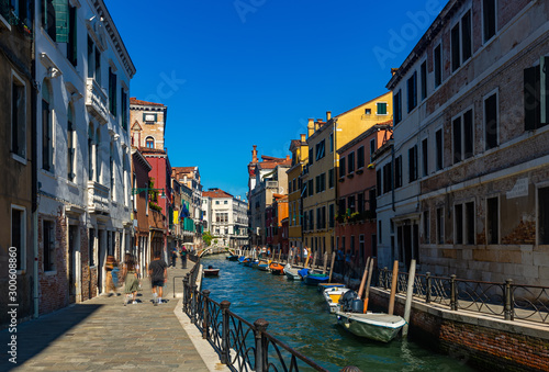 Venice with colorful buildings and canals, popular destination of Italy