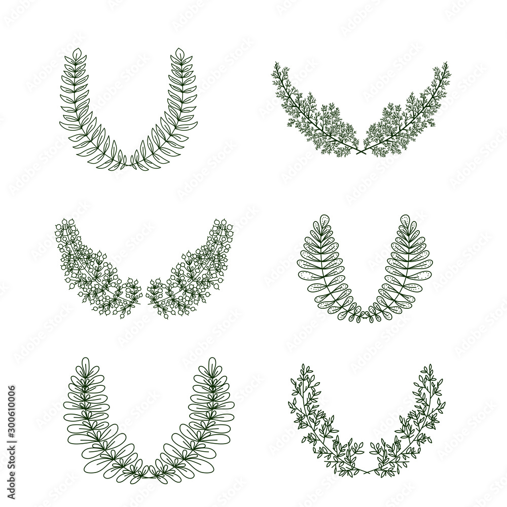 Vector green Branch frame set, design elements Vector green Branch frame set, design elements