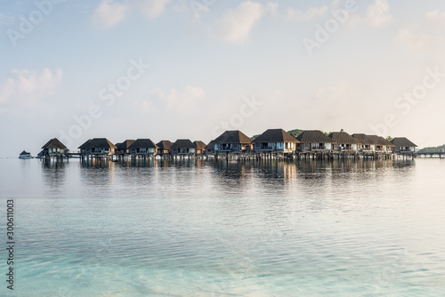 Tropical island with Water-Bungalows on the Maldives © Val Traveller