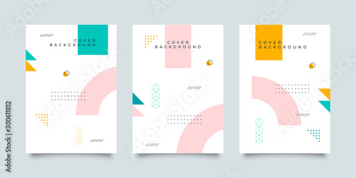 Covers with trendy minimal design. Cool geometric backgrounds for your design. Applicable for Banners, Placards, Posters, Flyers etc. Eps10 vector template.	