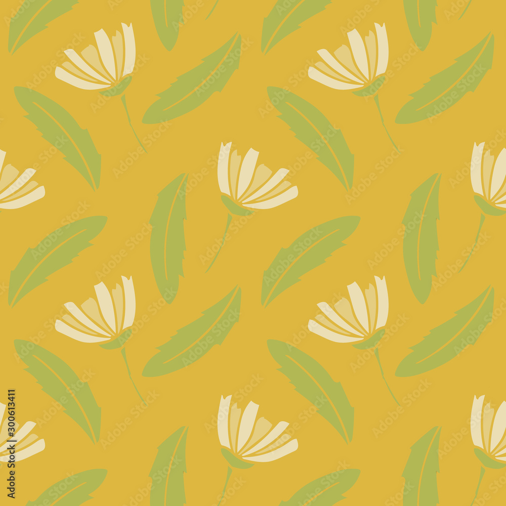 daisies hand drawn seamless pattern vector graphic. Retro vintage style, floral. daisies hand drawn seamless pattern vector graphic. Retro vintage style, floral.