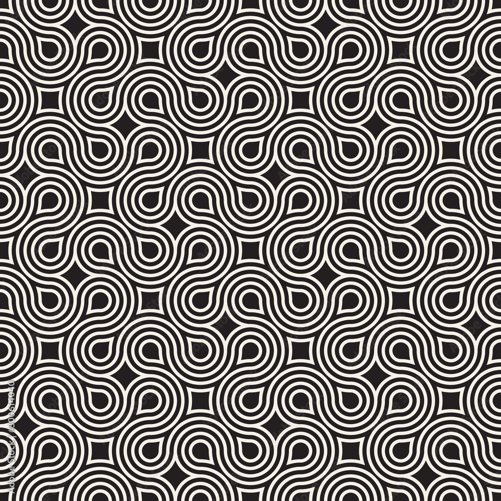 Vector seamless geometric pattern. Irregular linear abstract grid. Chaotic maze rounded thin lines texture.
