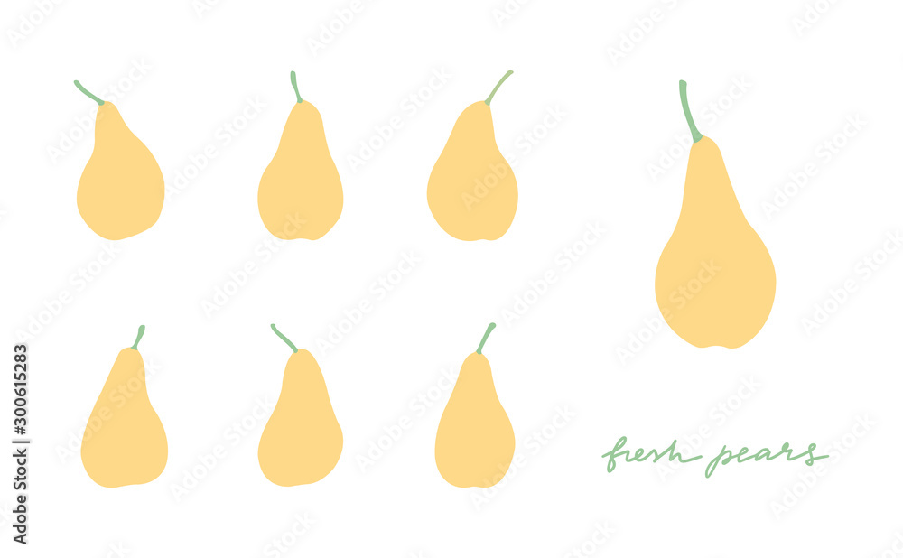 Fresh pears. Hand drawn vector collection. Fresh pears. Hand drawn vector collection.