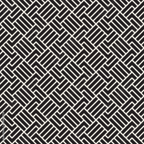 Vector seamless pattern. Repeating geometric black and white lines. Abstract lattice background design.