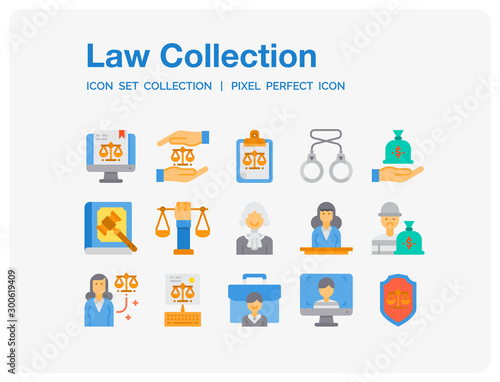 Law Icons Set. UI Pixel Perfect Well-crafted Vector Thin Line Icons. The illustrations are a vector.