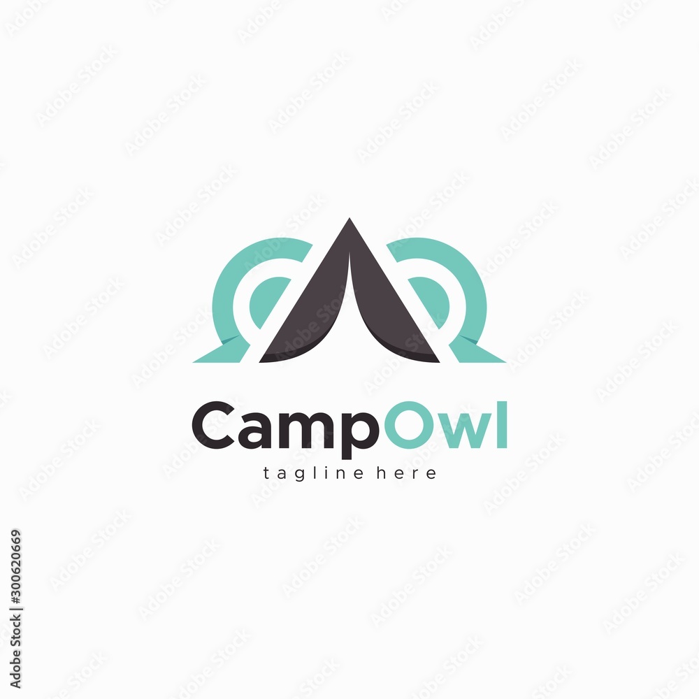 camp owl logo design unique