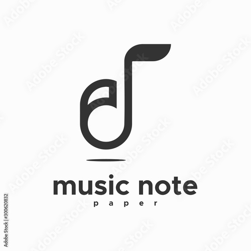 music note paper logo design