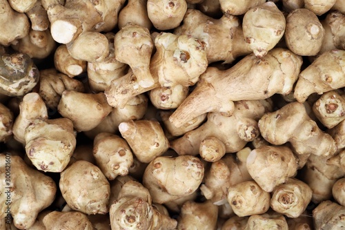 close up of ginger on display at the market