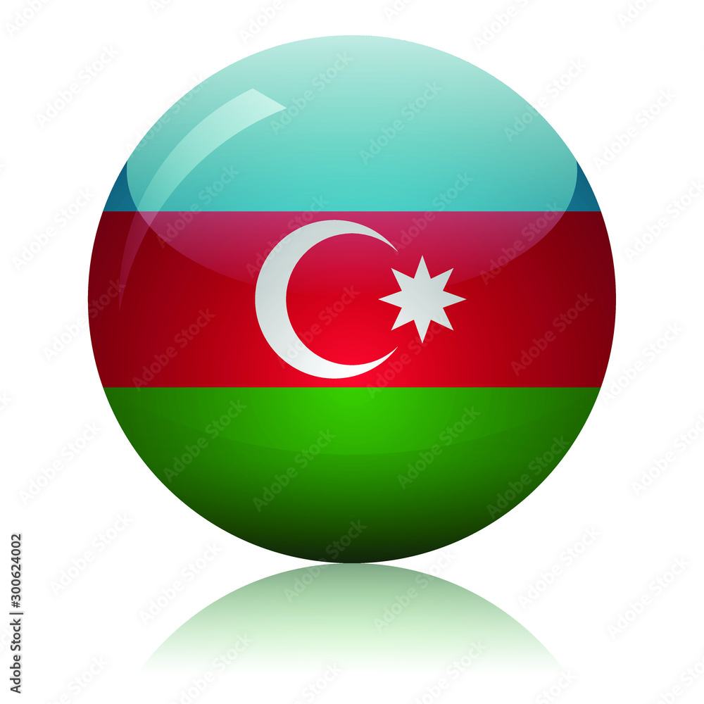 Azerbaijani flag glass icon vector illustration Azerbaijani flag glass icon vector illustration
