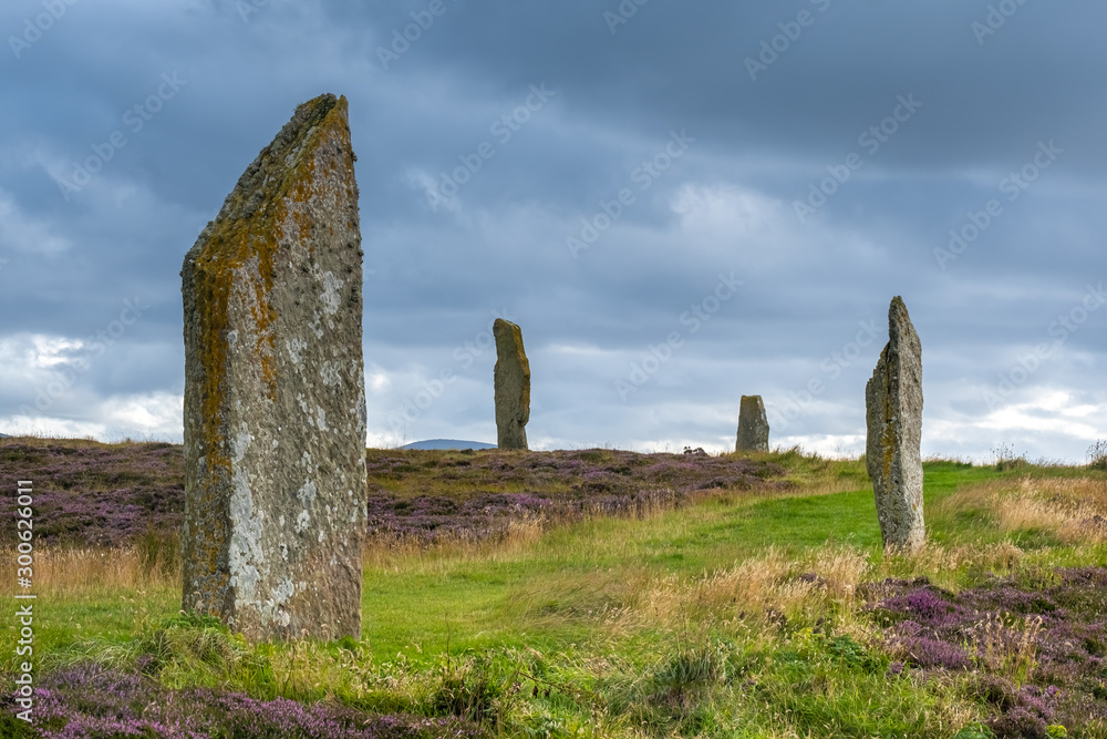 The Ring of Brodgar, a Neolithic henge and stone circle on the largest of the Orkney islands, Scotland. A UNESCO World Heritage Site