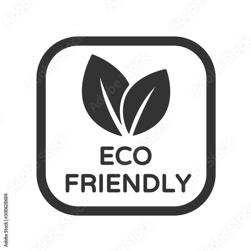 Eco friendly vector icon. Organic, bio, eco symbol. Eco product stock vector illustration with leaves for printing on food packaging