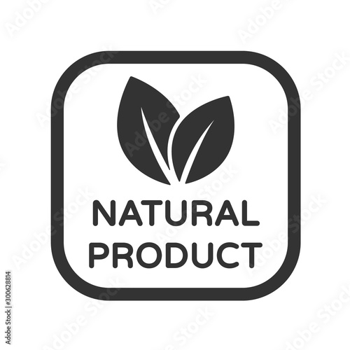 Natural product vector icon. Organic, bio, eco symbol. Natural product stock vector illustration with leaves for printing on food packaging