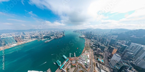 Photography Panoramic aerial view of Hong Kong City