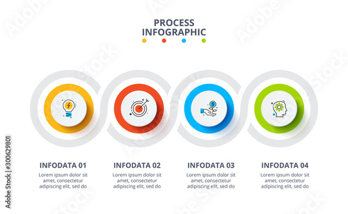 Business data visualization. Process chart. Abstract elements of graph, diagram with 4 steps, options, parts or processes. Vector business template for presentation. Creative concept for infographic.