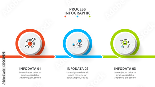Business data visualization. Process chart. Abstract elements of graph, diagram with 3 steps, options, parts or processes. Vector business template for presentation. Creative concept for infographic.