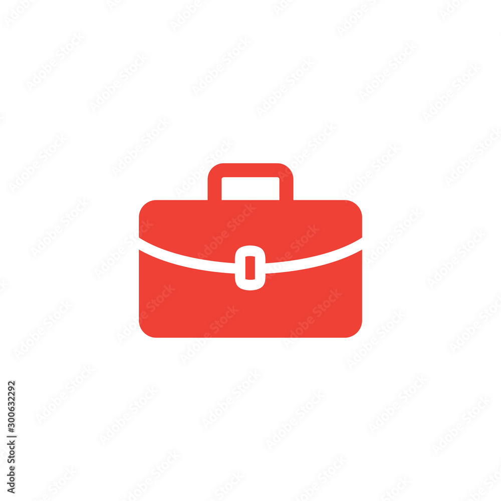 Briefcase Red Icon On White Background. Red Flat Style Vector Illustration. Briefcase Red Icon On White Background. Red Flat Style Vector Illustration.