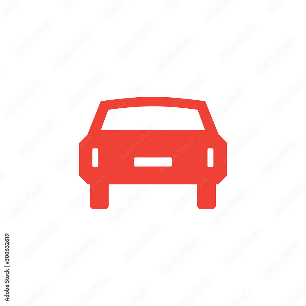 Car Red Icon On White Background. Red Flat Style Vector Illustration.