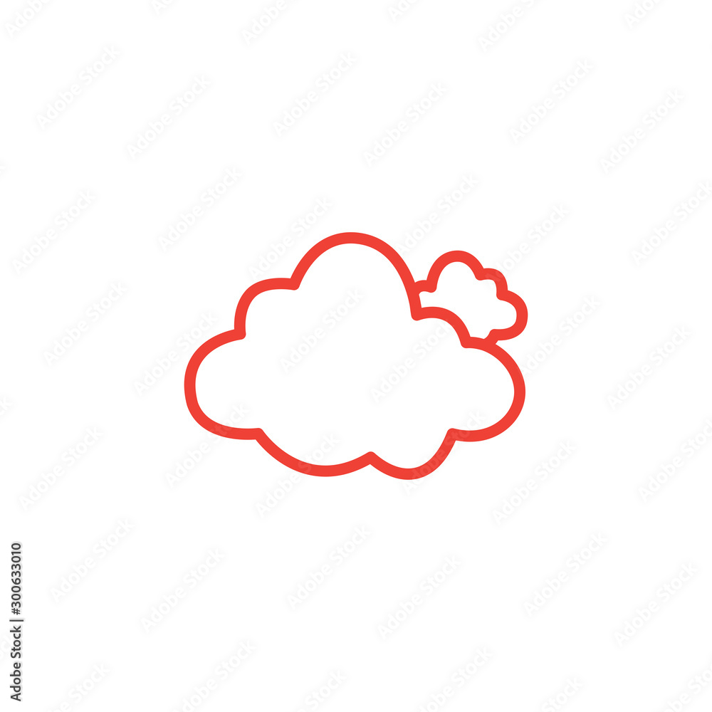 Cloud Line Red Icon On White Background. Red Flat Style Vector Illustration. Cloud Line Red Icon On White Background. Red Flat Style Vector Illustration.
