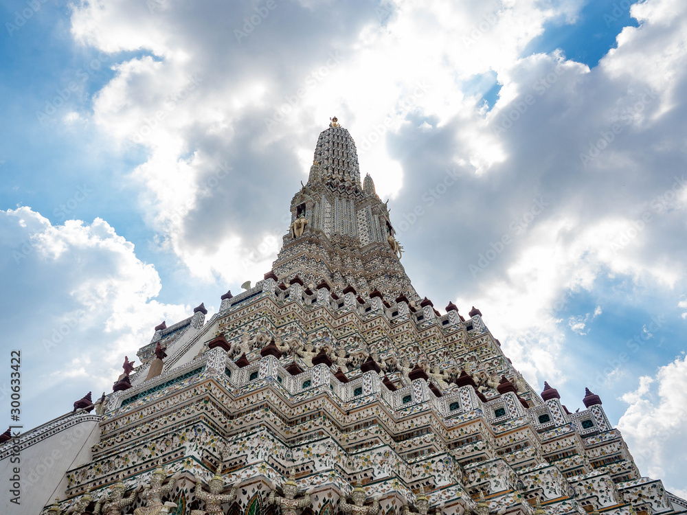 Beautiful old architecture designed by Thai people,Temple name is Wat Arun Ratchawararam Woramahaviharn at Bangkok Thailand