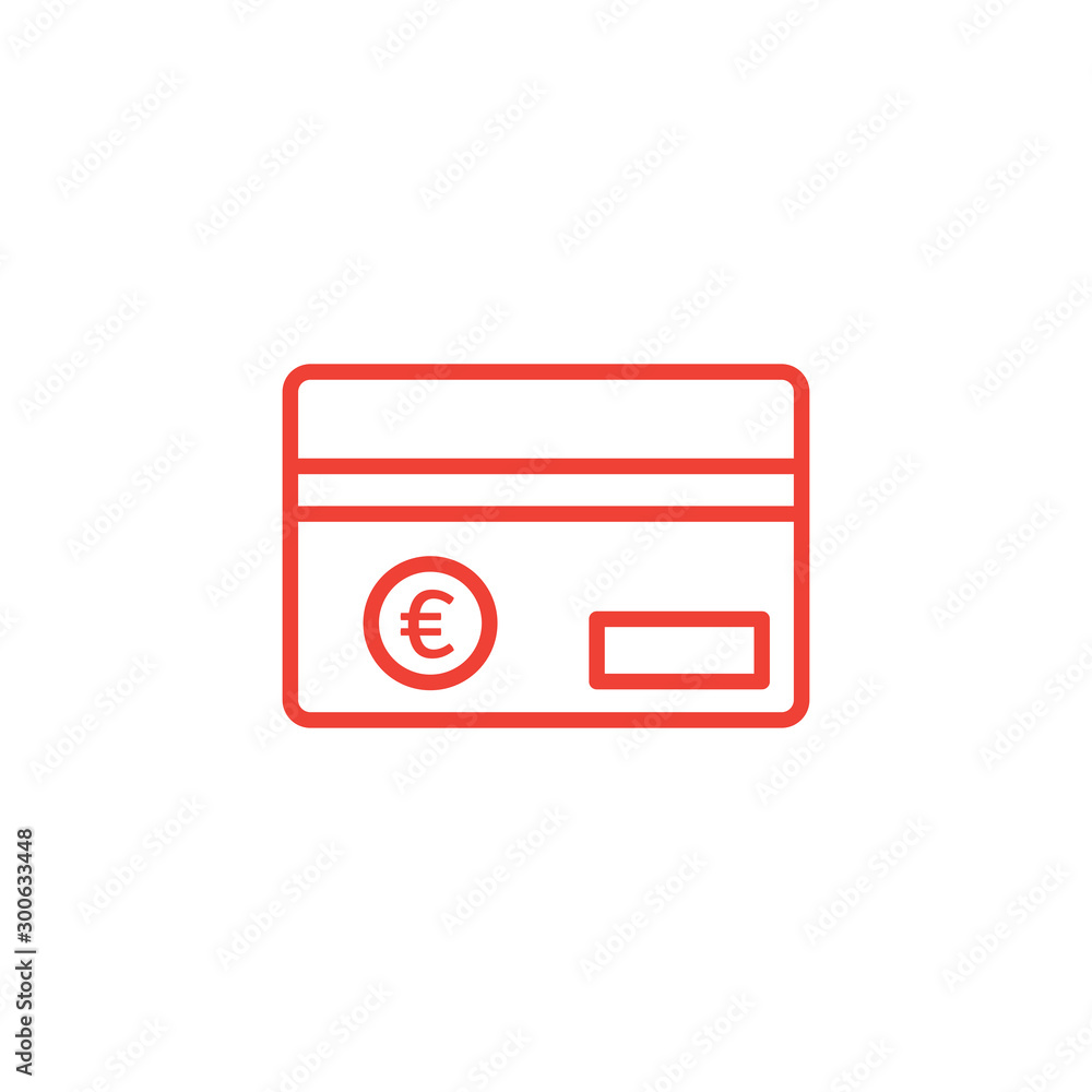 Credit Card Line Red Icon On White Background. Red Flat Style Vector Illustration. Credit Card Line Red Icon On White Background. Red Flat Style Vector Illustration.