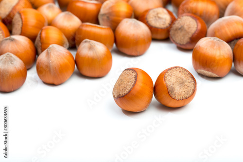 Hazelnuts isolated on white background - Image