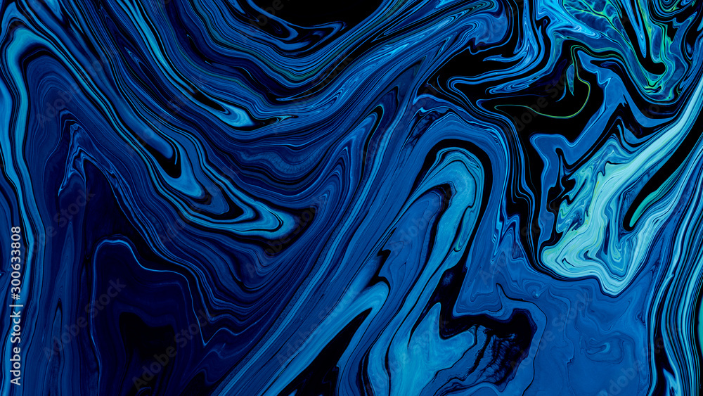 Fototapeta Blue Acrylic Pour Color Liquid marble abstract surfaces Design.