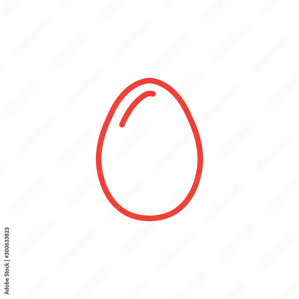 Egg Line Red Icon On White Background. Red Flat Style Vector Illustration Egg Line Red Icon On White Background. Red Flat Style Vector Illustration