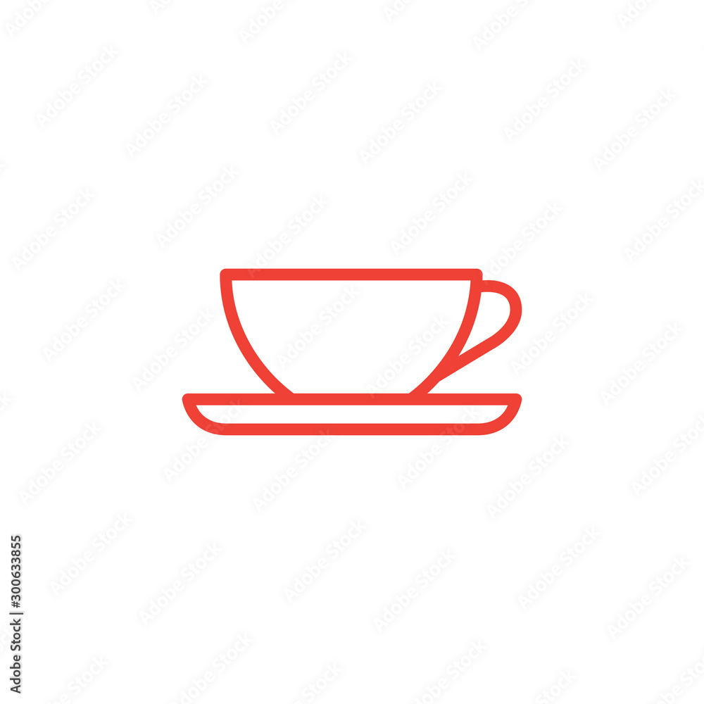 Empty Coffee Cup Line Red Icon On White Background. Red Flat Style Vector Illustration Empty Coffee Cup Line Red Icon On White Background. Red Flat Style Vector Illustration