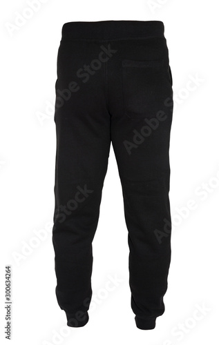 Bilde på lerret Blank training jogger pants color black back view on white background