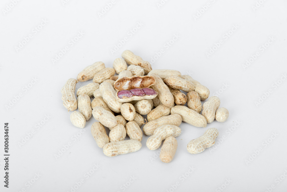 Peanuts on a white background Peanuts on a white background