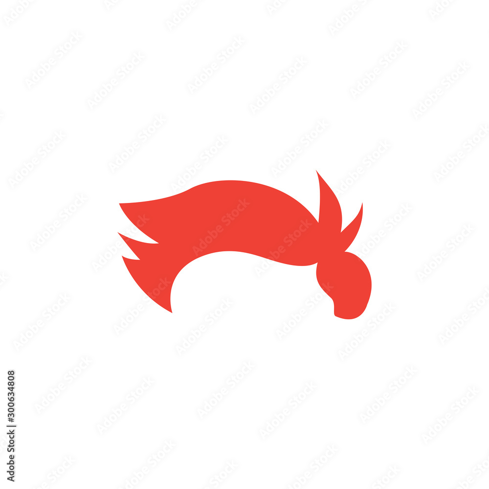 Hairstyle Red Icon On White Background. Red Flat Style Vector Illustration. Hairstyle Red Icon On White Background. Red Flat Style Vector Illustration.