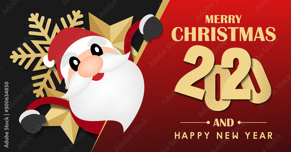 merry christmas and happy new year 2020 vector design