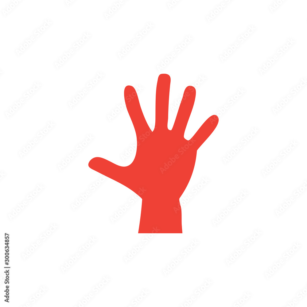 Hand Red Icon On White Background. Red Flat Style Vector Illustration. Hand Red Icon On White Background. Red Flat Style Vector Illustration.