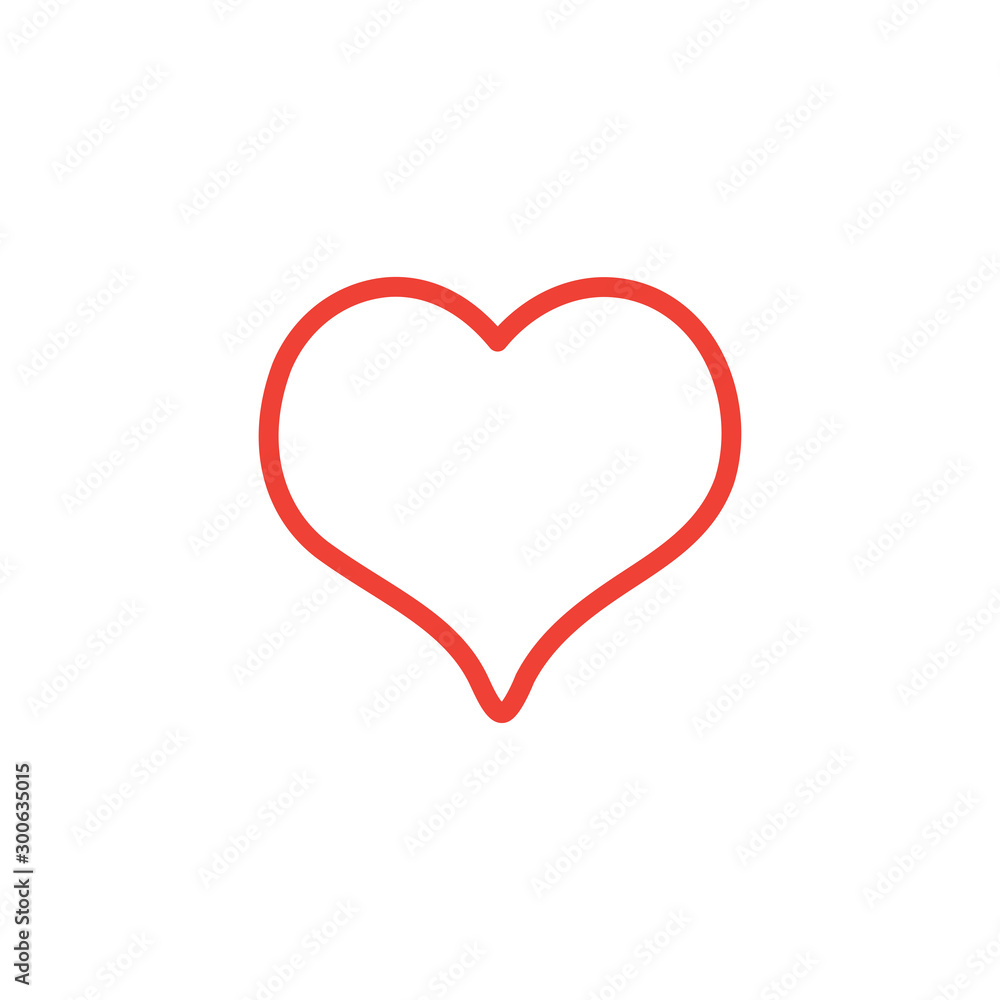 Heart Line Red Icon On White Background. Red Flat Style Vector Illustration.