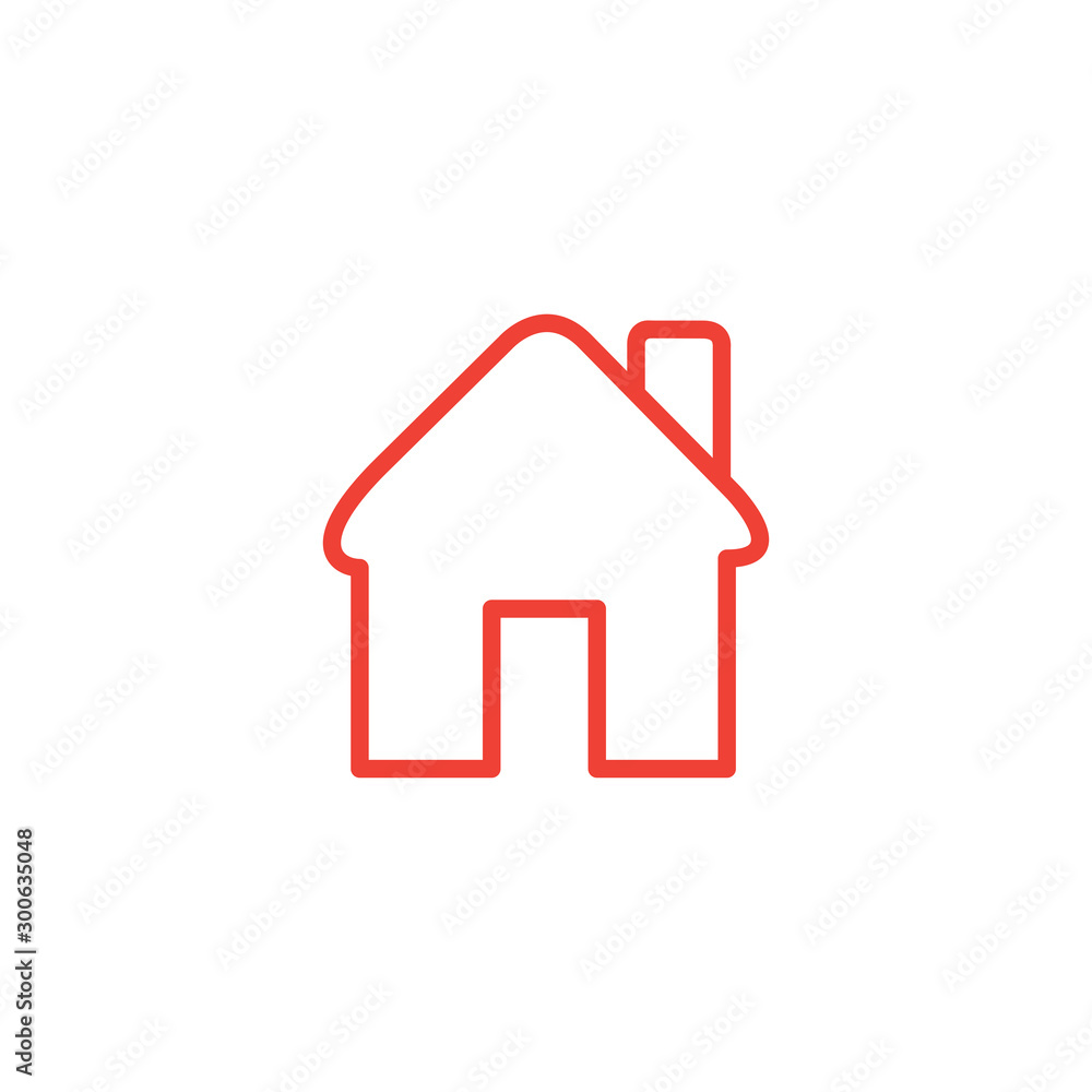 Home Line Red Icon On White Background. Red Flat Style Vector Illustration. Home Line Red Icon On White Background. Red Flat Style Vector Illustration.