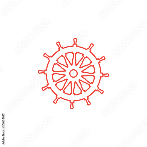 Helm Line Red Icon On White Background. Red Flat Style Vector Illustration.
