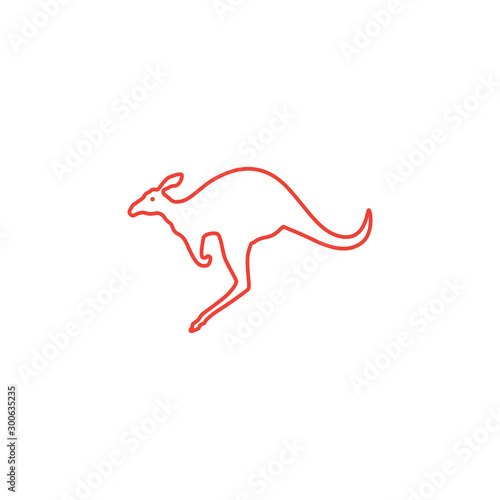 Kangaroo Line Red Icon On White Background. Red Flat Style Vector Illustration.