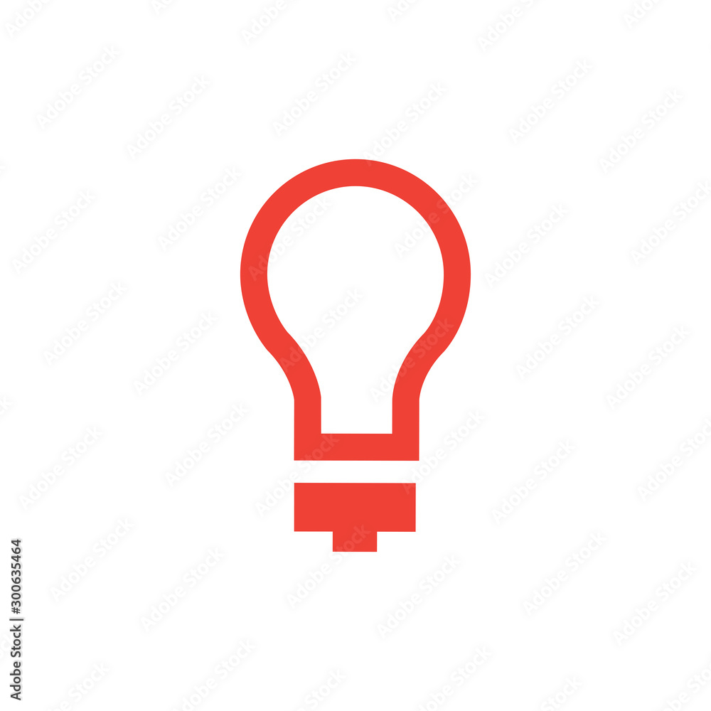 Light Bulb Red Icon On White Background. Red Flat Style Vector Illustration. Light Bulb Red Icon On White Background. Red Flat Style Vector Illustration.