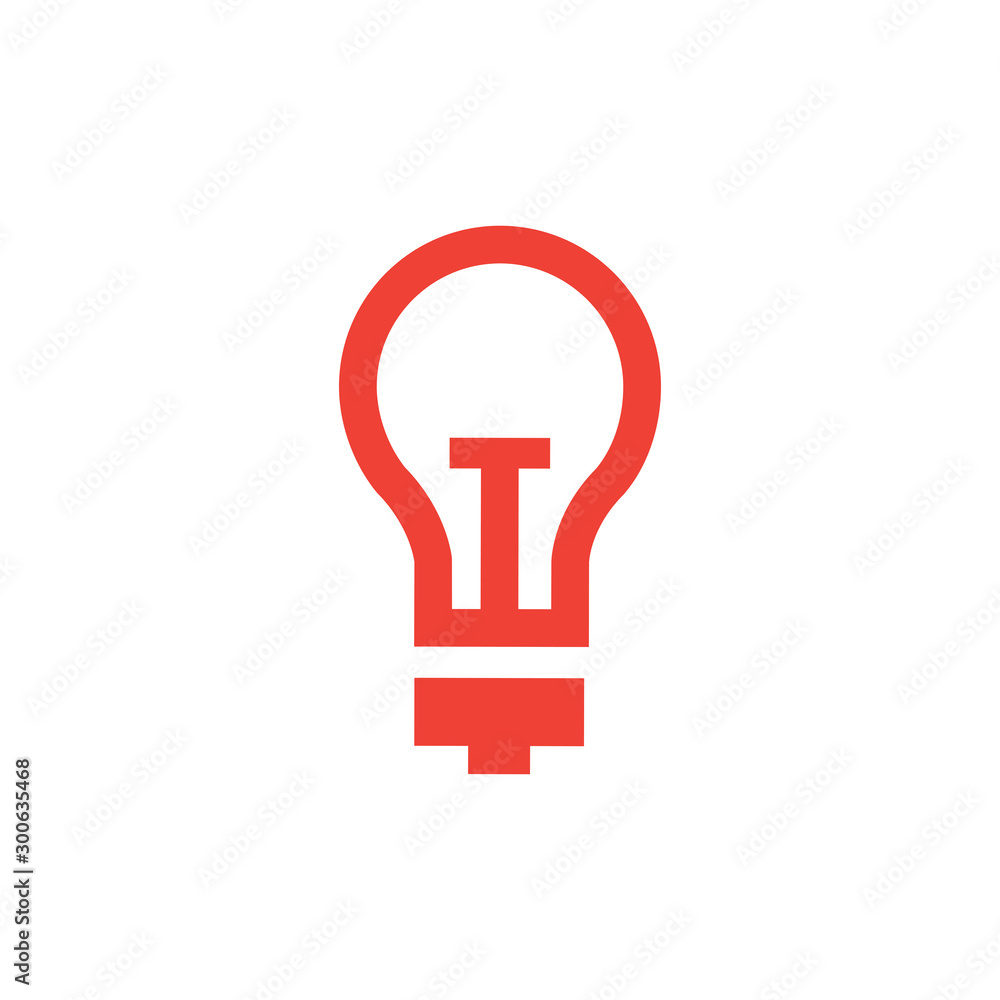 Light Bulb Red Icon On White Background. Red Flat Style Vector Illustration. Light Bulb Red Icon On White Background. Red Flat Style Vector Illustration.