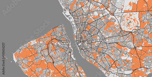 Detailed map of Liverpool and Merseyside, UK photo